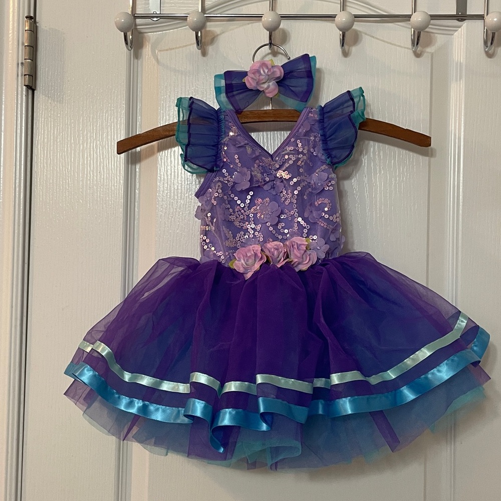 Purple Sequin Tutu Dress with Bow